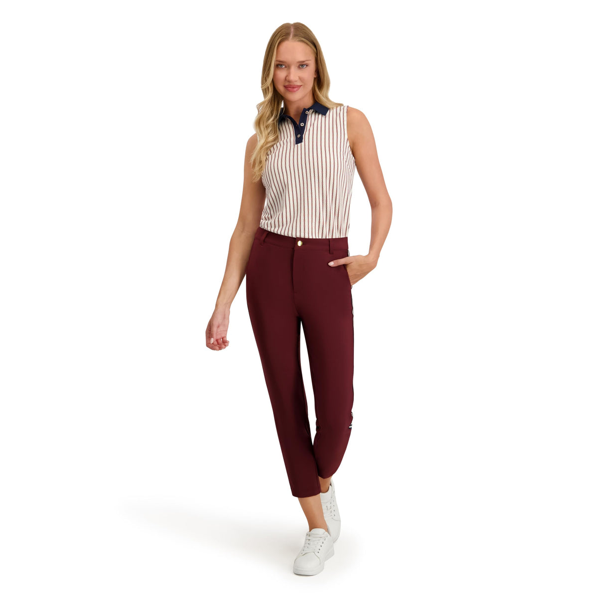 Stella Parker pant side stripe emphasizes modern athletic style.