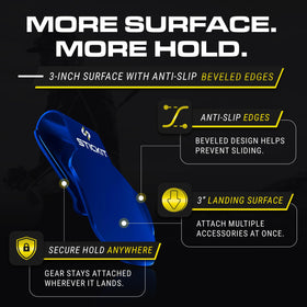 STICKIT beveled-edge anti-slip pad prevents gear from sliding mid-round.