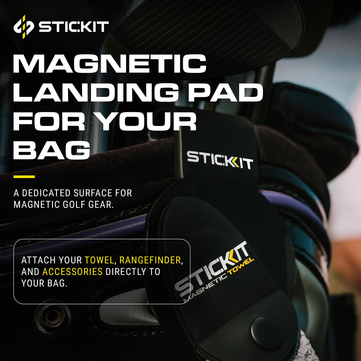 STICKIT clip-on magnet keeps towels within reach during rounds