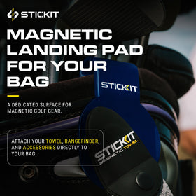 STICKIT golf bag magnet clip keeps towels and rangefinders within easy reach.