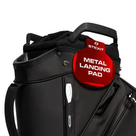 STICKIT magnetic landing pad attached to a golf bag for quick gear access