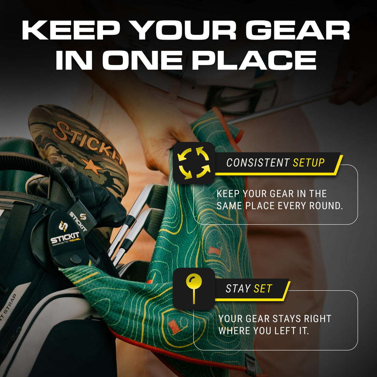 STICKIT rangefinder magnet secures essential gear during your round