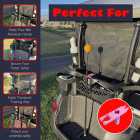 StixClip universal fit works with EZGO, Club Car, and Yamaha carts.