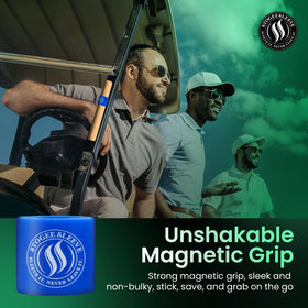 StogeeSleeve blue golf cart magnet system helps keep accessories close