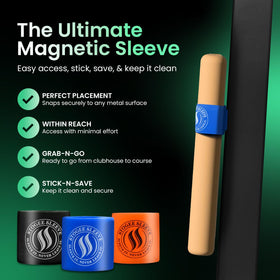 StogeeSleeve blue sleeve holder shown on gear rack for secure storage