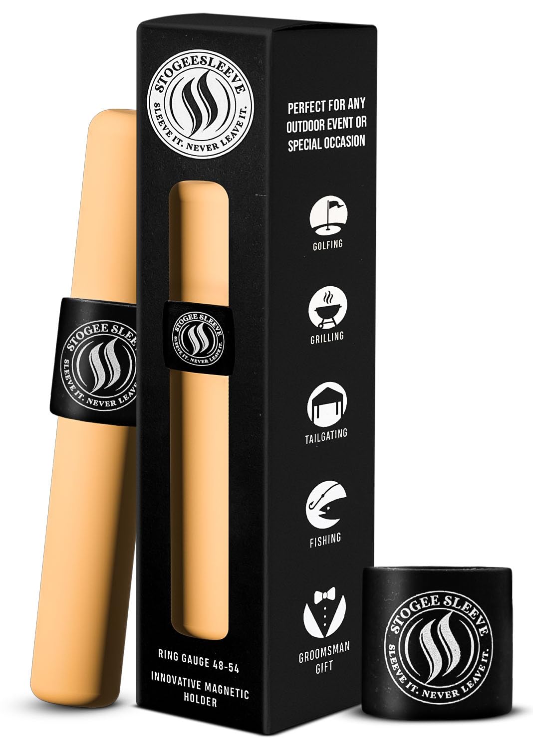 StogeeSleeve magnetic grip secures outdoor gear on carts and racks.