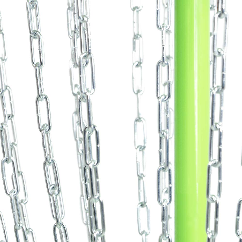 Streamline Discs Lite Basket lime chains-closeup highlights reliable 24-chain setup for catches.