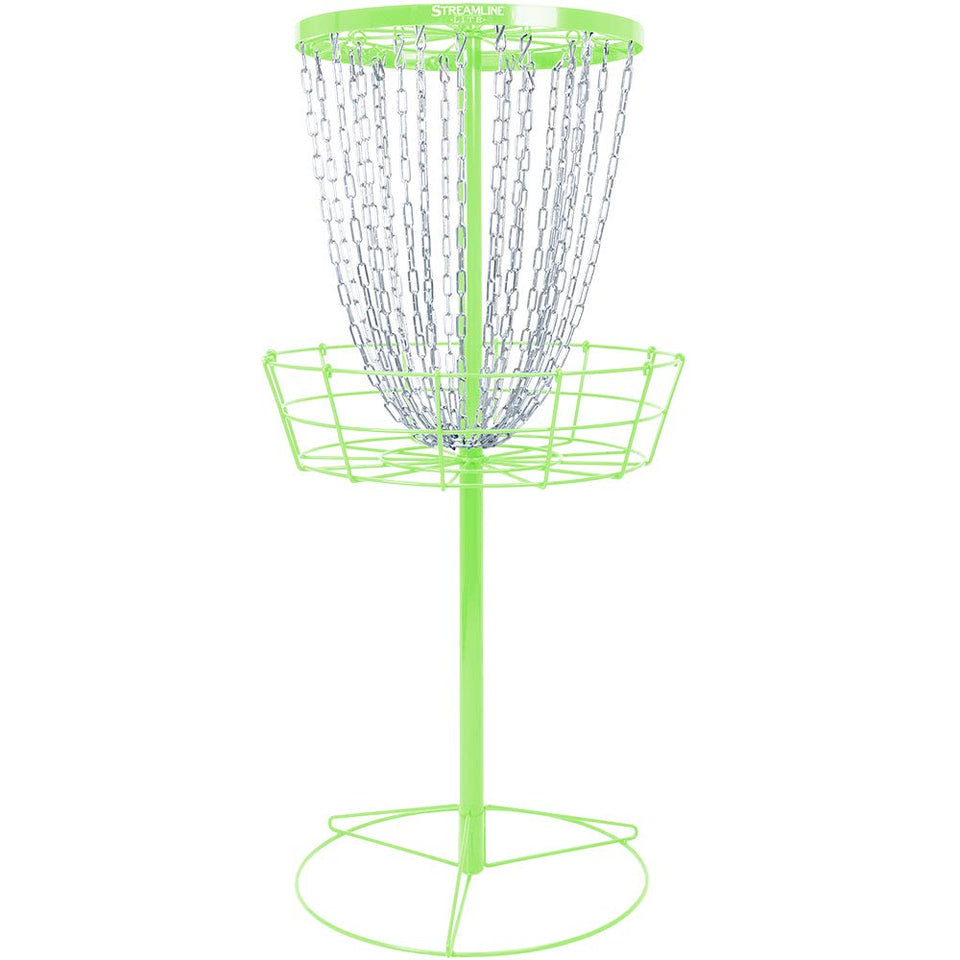 Streamline Discs Lite Basket lime overview, a portable practice target for disc golf.