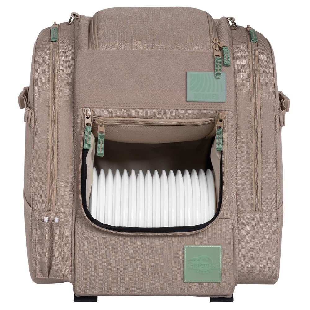 Streamline Discs Voyager backpack front view highlighting compact, accessible on-course design
