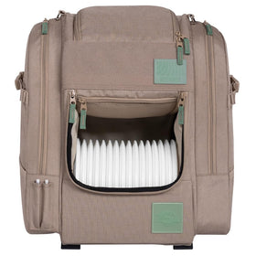 Streamline Discs Voyager backpack front view highlighting compact, accessible on-course design