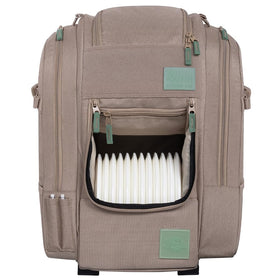 Streamline Discs Voyager Slim backpack on the course highlighting lightweight design for comfortable rounds.