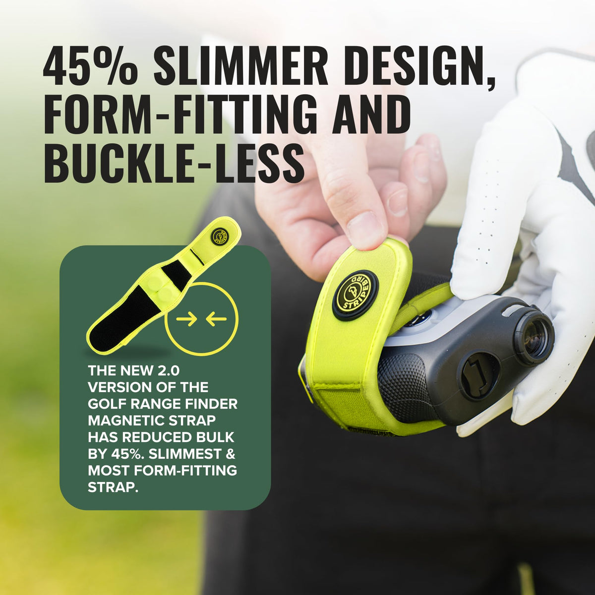 Stripebird 2.0 shock-absorb elastic band protects the rangefinder from bumps.