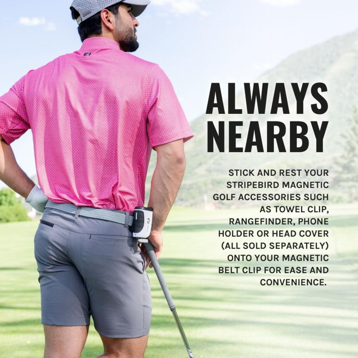 Stripebird belt clip features a secure lock for confident wear.