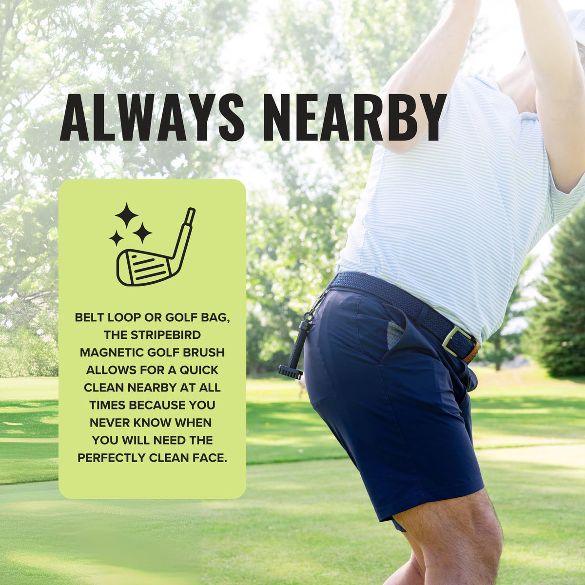 Stripebird belt loop attachment design offers convenient access on the go.