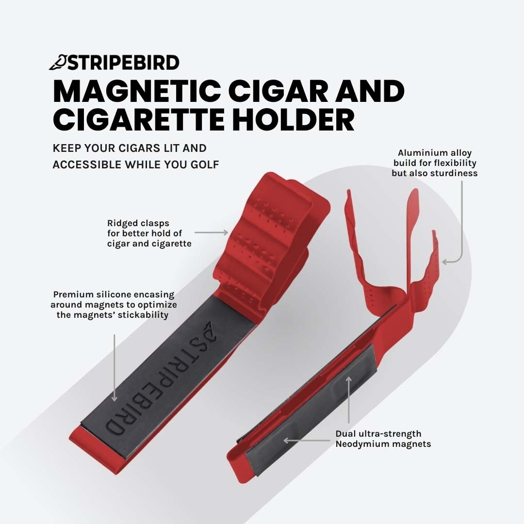 Stripebird cigar clip magnet close-up showing a strong grip.