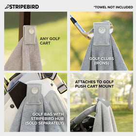 Stripebird fits-all-towels clip adapts to microfiber, cotton, and nylon towels