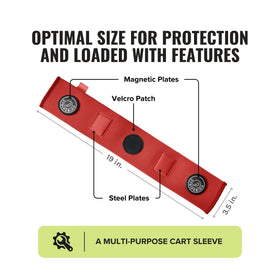 Stripebird sleeve in red showing color options for bag setup