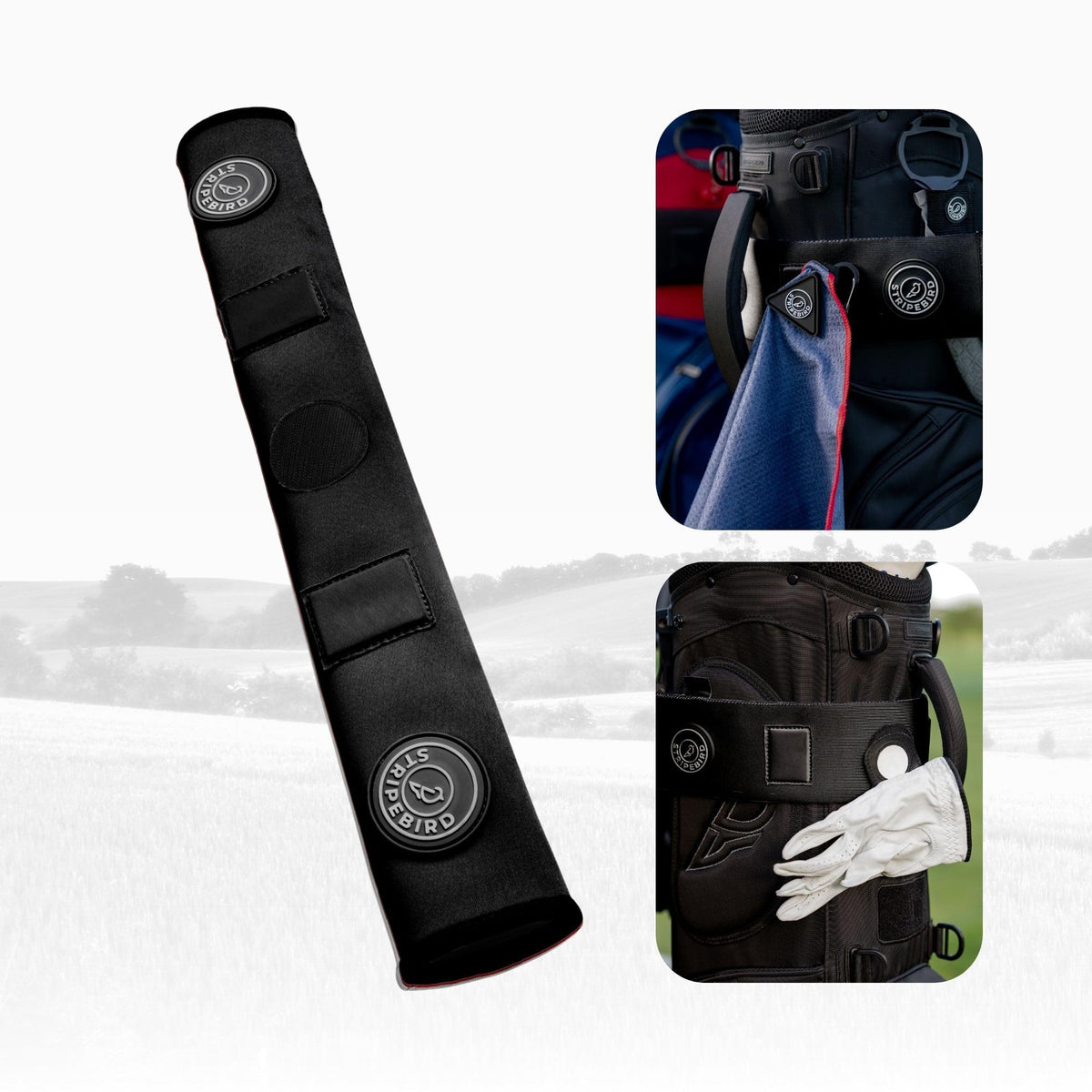 Stripebird Golf Cart Strap Sleeve Protector black on bag protects from strap wear
