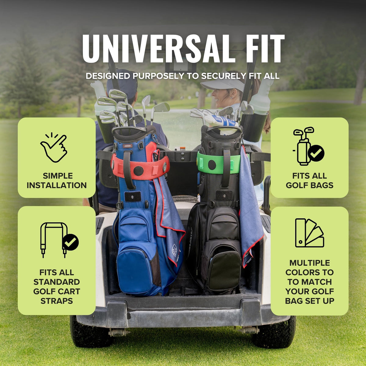 Stripebird universal-fit sleeve fits standard carts and bags for easy setup