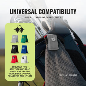 Stripebird gray-towel-clip complements golf gear and cart interiors