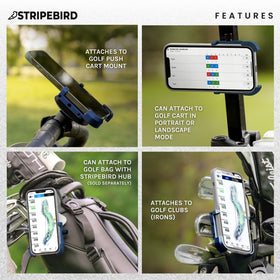 Stripebird hands-free view keeps phone at eye level during a round