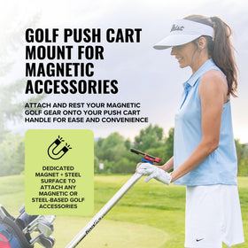 Stripebird magnetic gear attachment keeps items within reach during round.