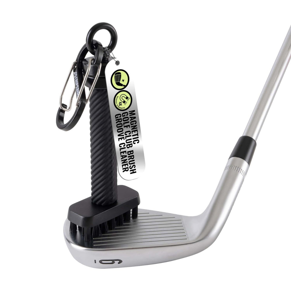 Stripebird magnetic golf brush detachable black for quick club cleaning.