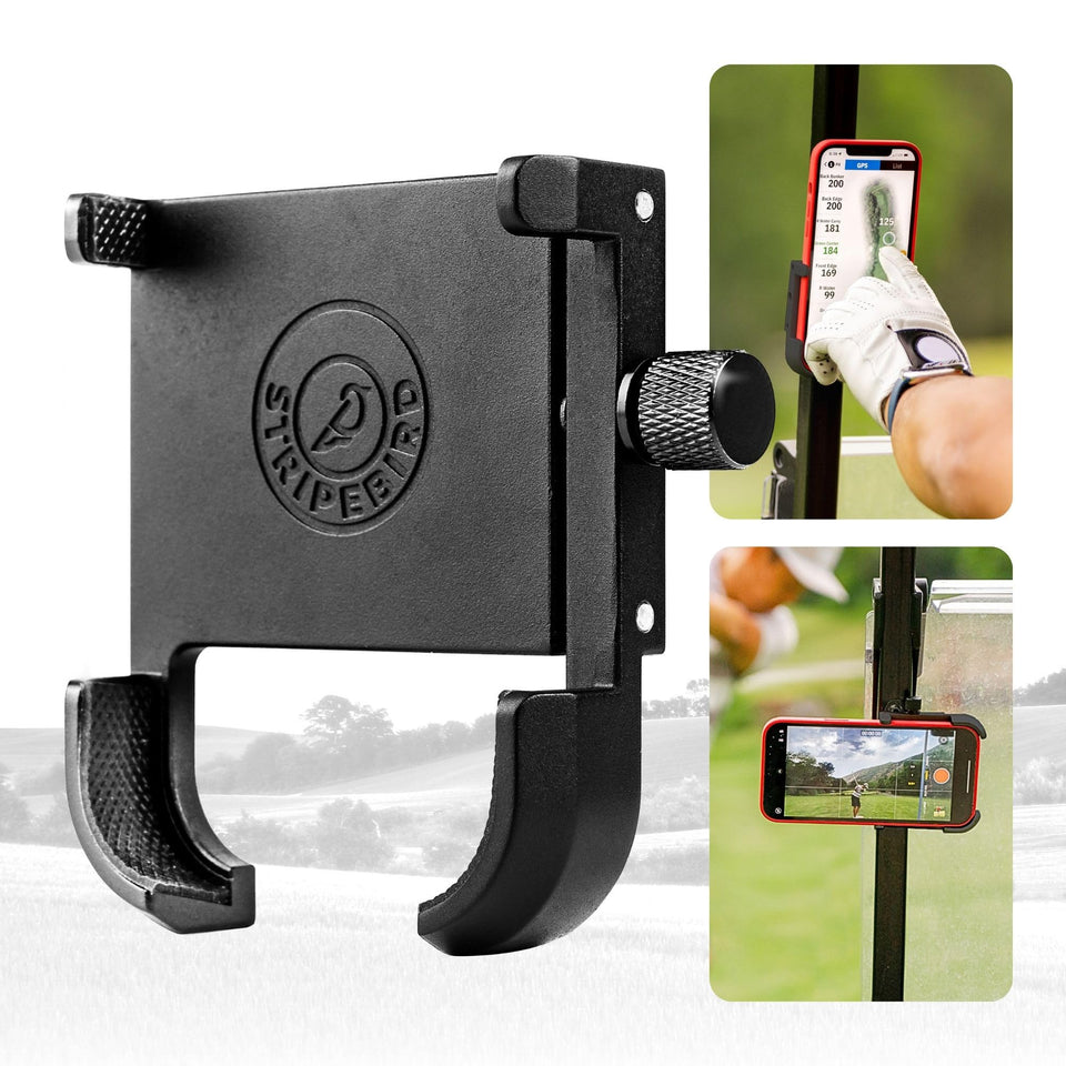 Stripebird magnetic golf cart holder mounted on a cart for secure hands-free access