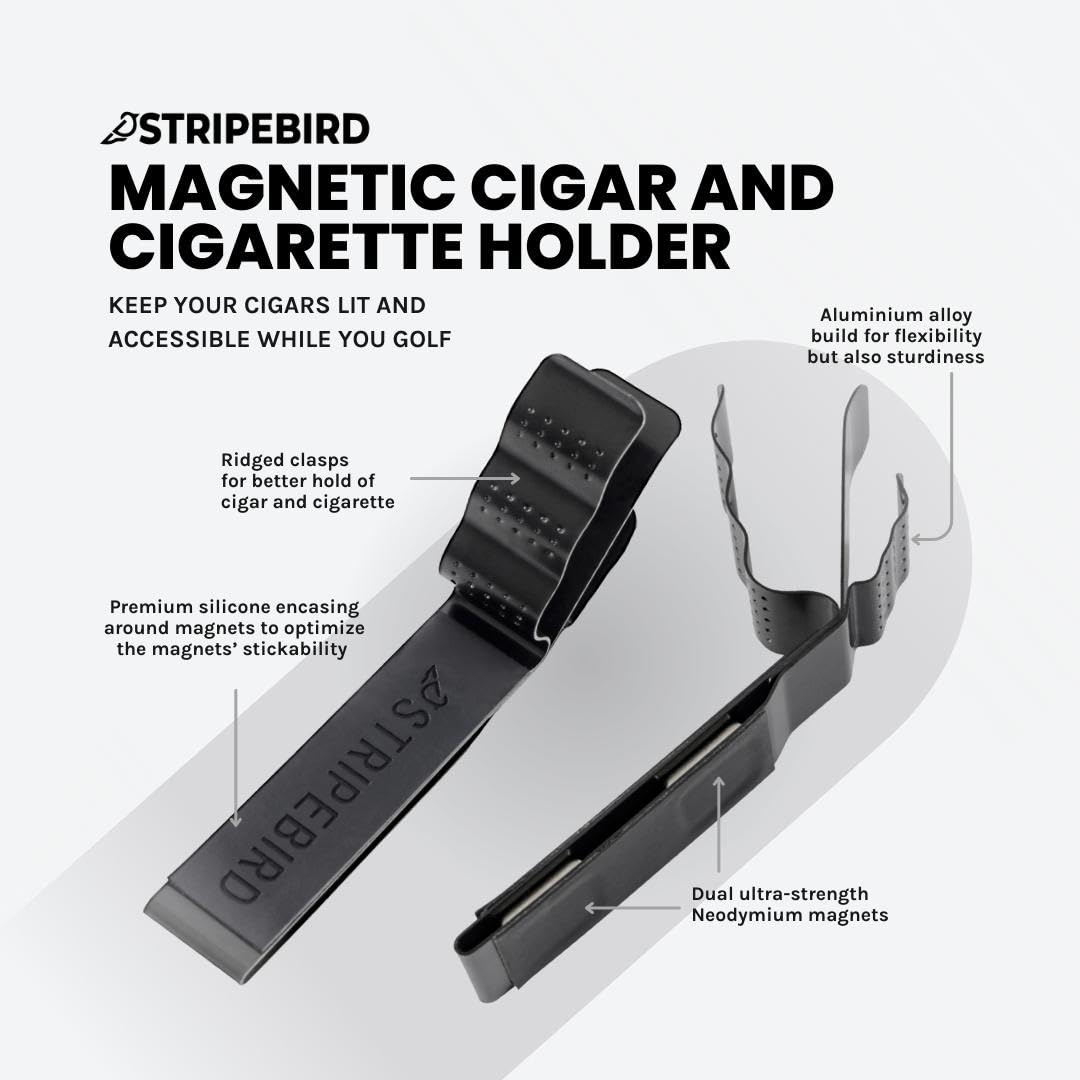 Stripebird Magnetic Golf Cigar Holder magnet ensures stable cigar grip on uneven terrain