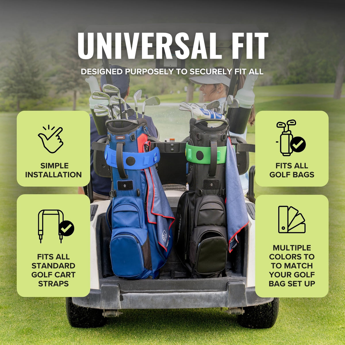 Stripebird sleeve installation showing easy slide-on fit over cart straps.