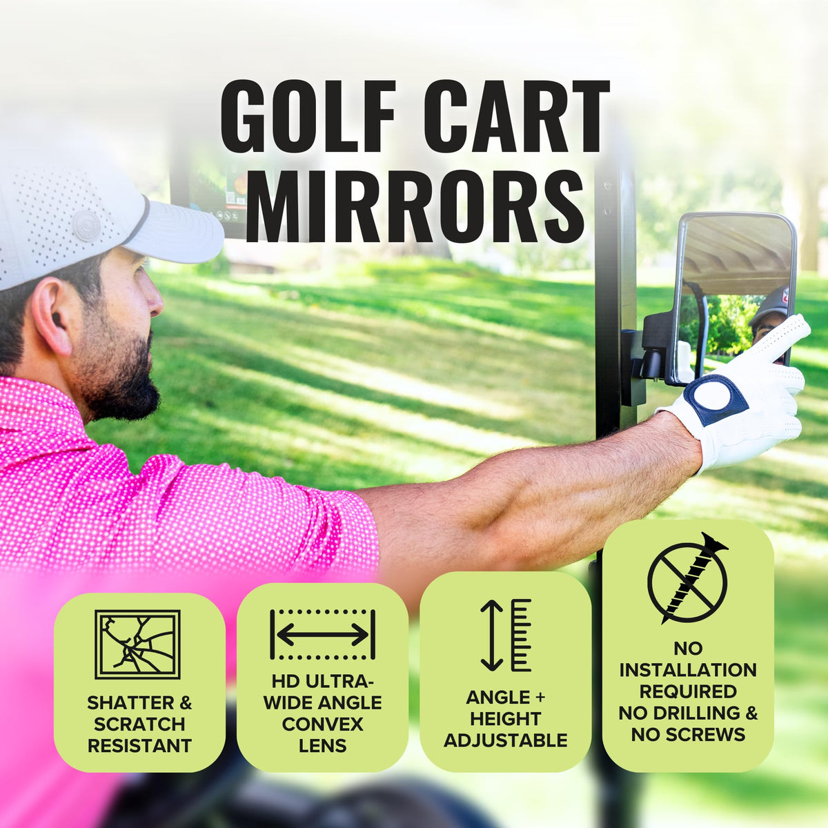 Stripebird mirrors deliver universal compatibility for diverse golf carts