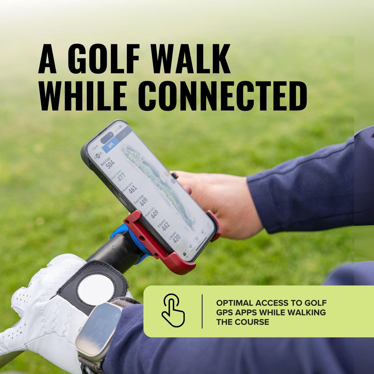 Stripebird universal fit securely grips handlebars of most golf push carts.