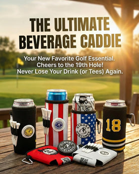Stroke & Distance golf can cooler bag clip enables quick beverage access on your bag.