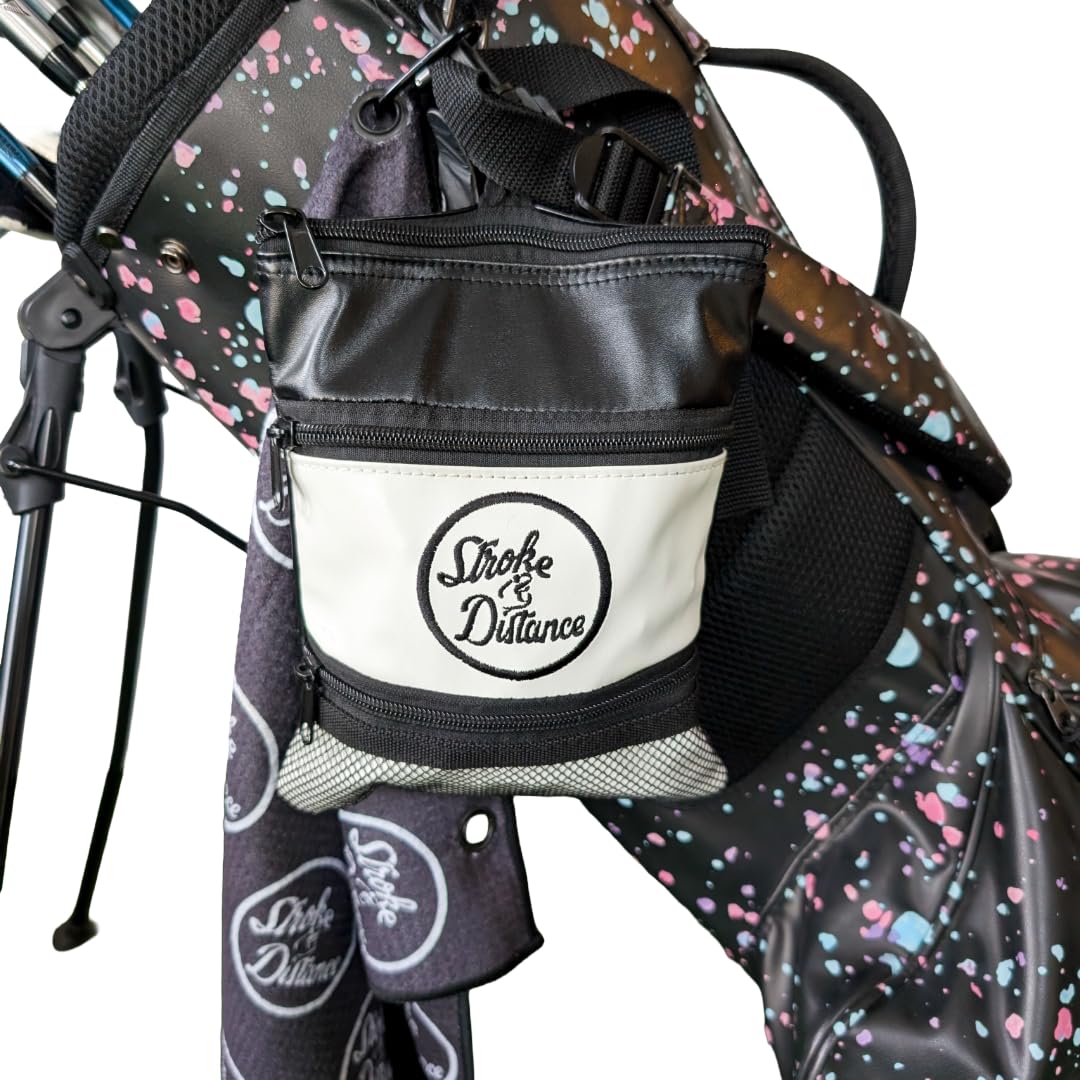 Stroke & Distance SD Golf Pouch interior holds tees and balls for organized play.