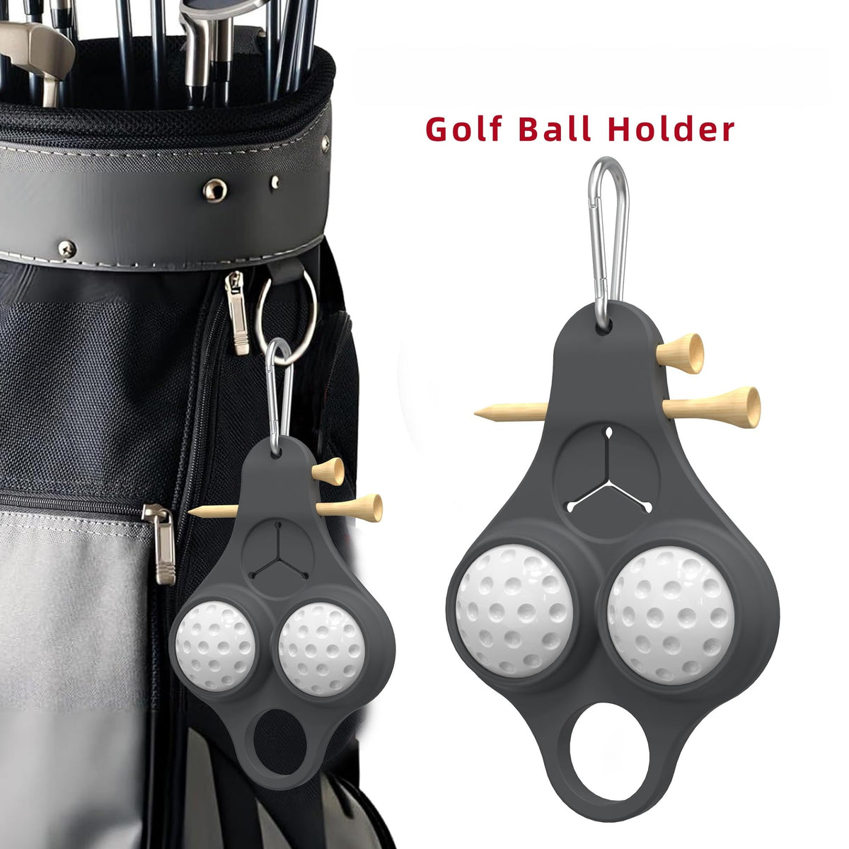Stroke & Distance ball holder with tees compartment for quick re-load
