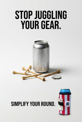 Stroke & Distance slim can fit 12oz ensures drinks stay cold from tee to green.