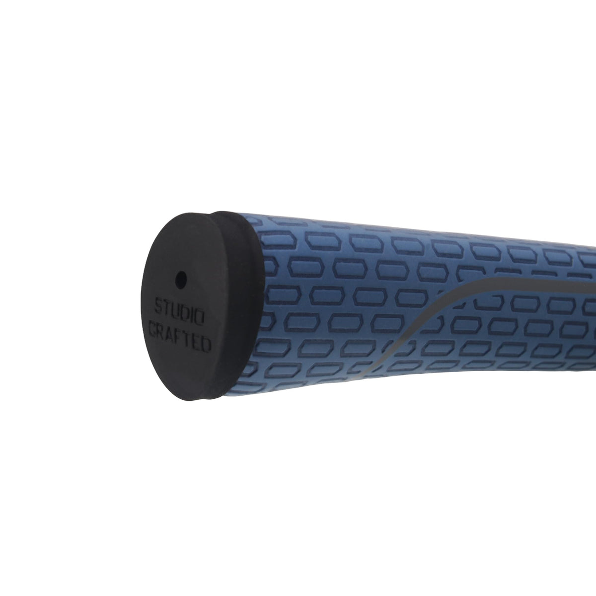 Studio Crafted Long Design Black Golf Putter Grip mounted on golf club demonstrating grip stability.