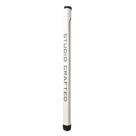 Studio Crafted long-design black putter grip front view, premium PU leather feel