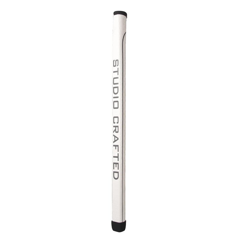 Studio Crafted long-design black putter grip front view, premium PU leather feel