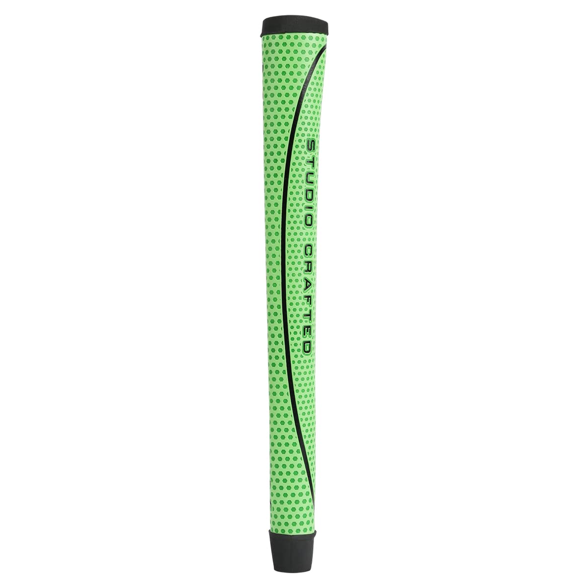 Studio Crafted Matador midsize green grip in hand demonstrates comfortable putter feel.
