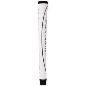 Side-angle shot highlights pistol shape and ergonomic contour for smoother strokes
