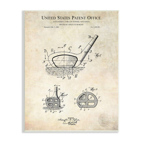 Stupell Golf Club Head blueprint wall art, perfect for a golf-themed room or office decor