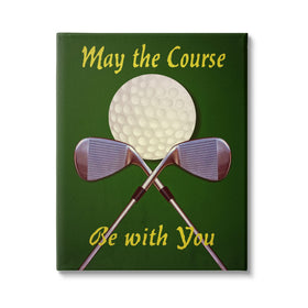 Stupell May Course Be With You golf clubs canvas wall art, perfect for a game-room focal piece.