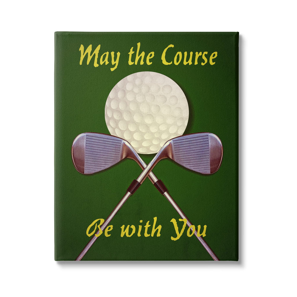 Stupell May Course Be With You golf clubs canvas wall art, perfect for a game-room focal piece.