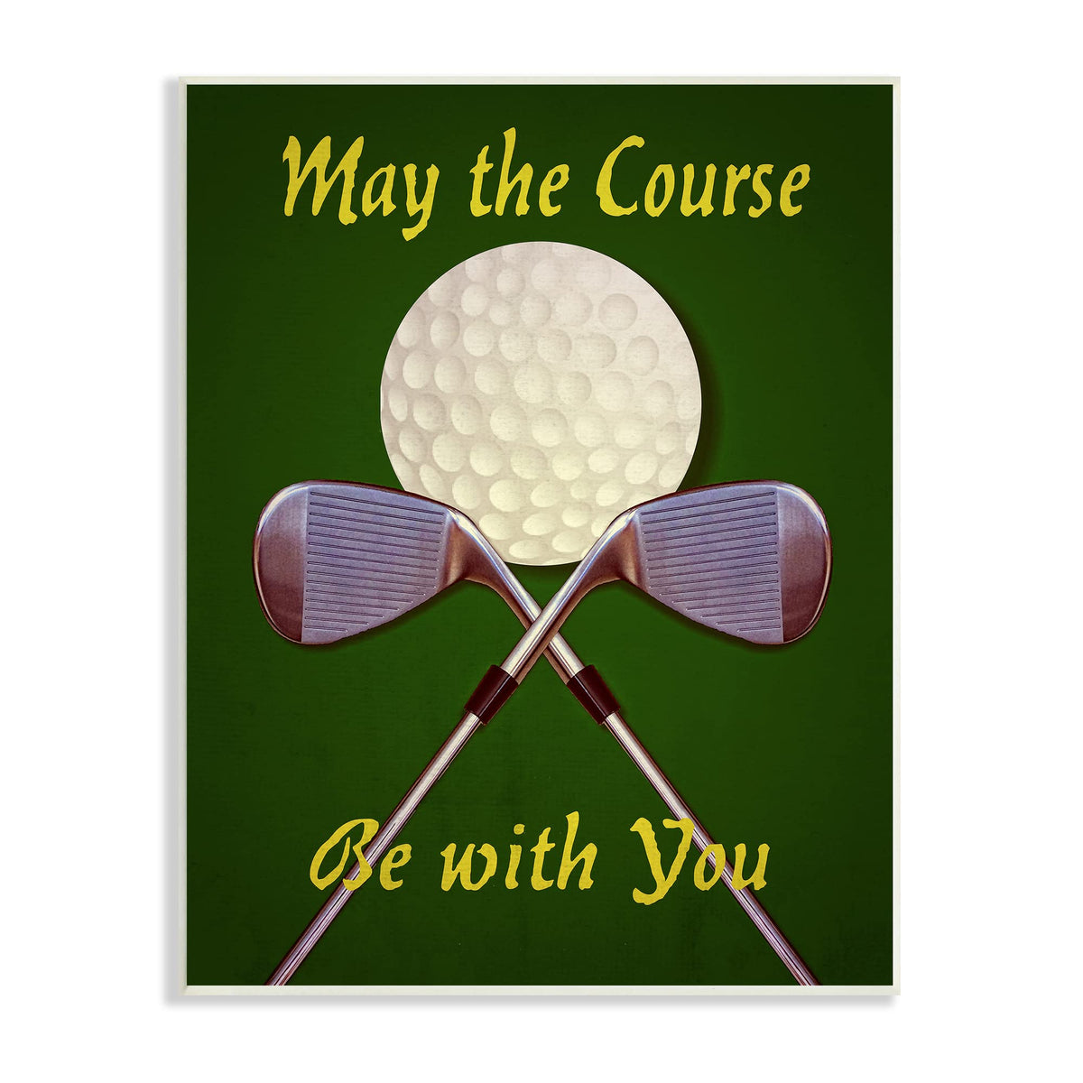Stupell May Course golf clubs wall art by Graffitee Studios adds sporty style.