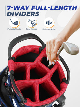 Sturdum 7 Way Golf Stand Bag back view, padded back panel and secure straps