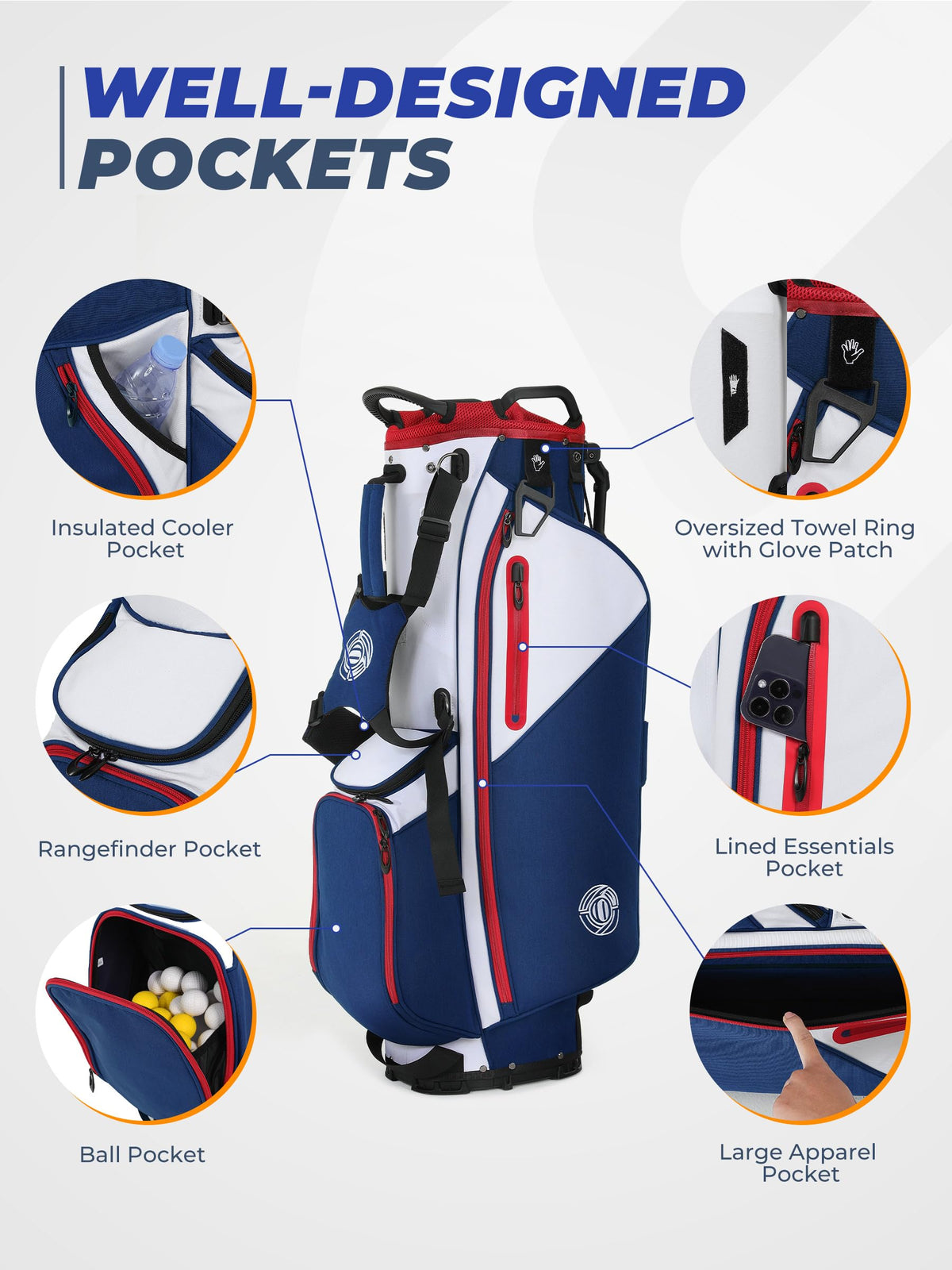 Sturdum 7 Way Golf Stand Bag dividers, full-length protection for clubs