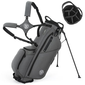 Sturdum 7-way stand bag side view, lightweight and easy to carry on long rounds.