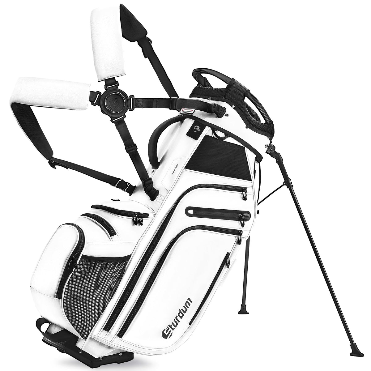 Sturdum golf bag in action demonstrates lightweight portability on the course.