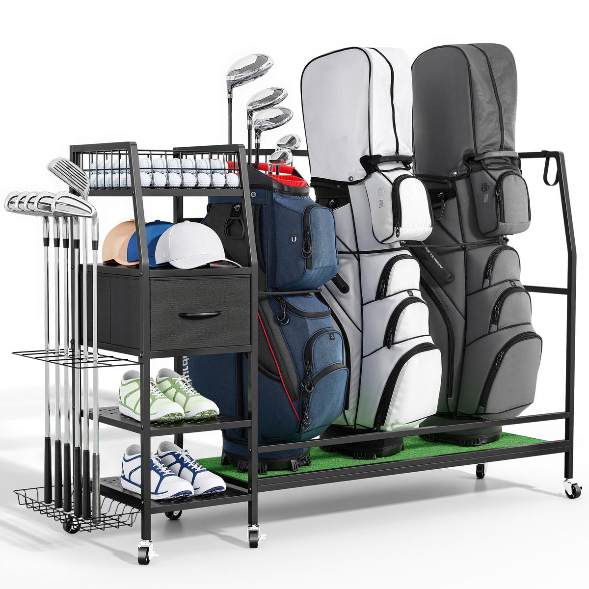 Sturdum golf bag organizer 4 tier rack keeps gear neatly stored and accessible